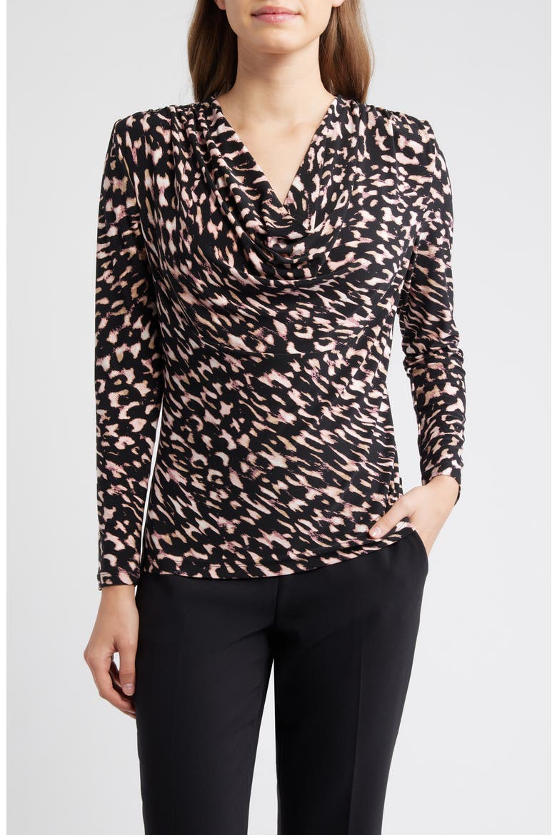 Abstract Print Cowl Neck Top, Main, color, BLACK MULTI/ BLACK