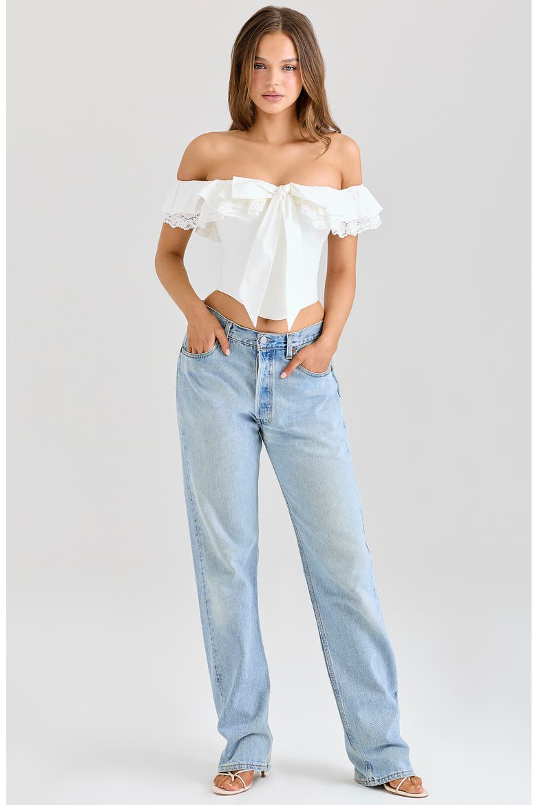 Aria Off the Shoulder Crop Top, Alternate, color, WHITE