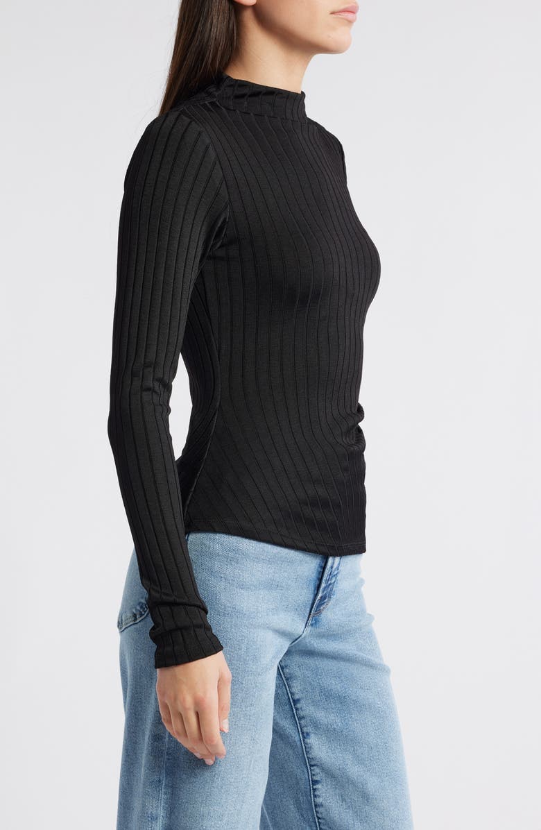 Good American Victorian Rib Funnel Neck Knit Top, Alternate, color,
