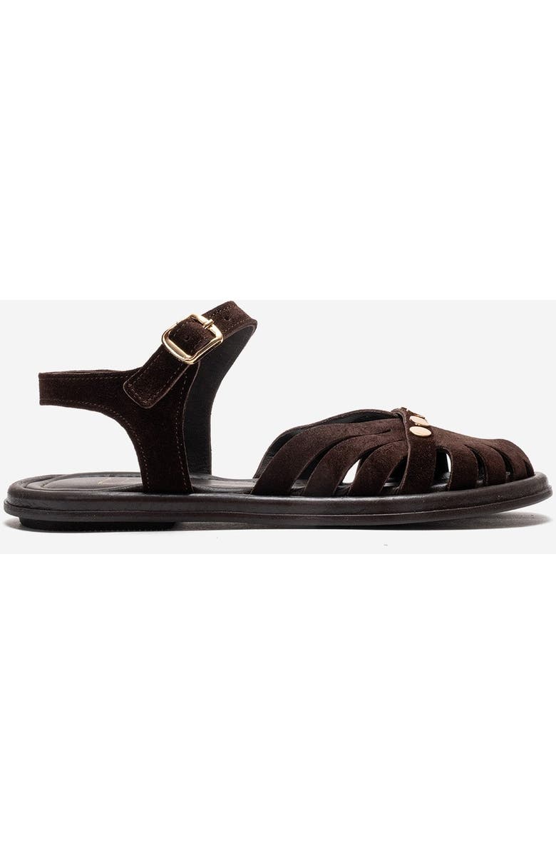 Forever & Always Shoes Chiela Leather Ankle Strap Sandal, Alternate, color, Brown Suede