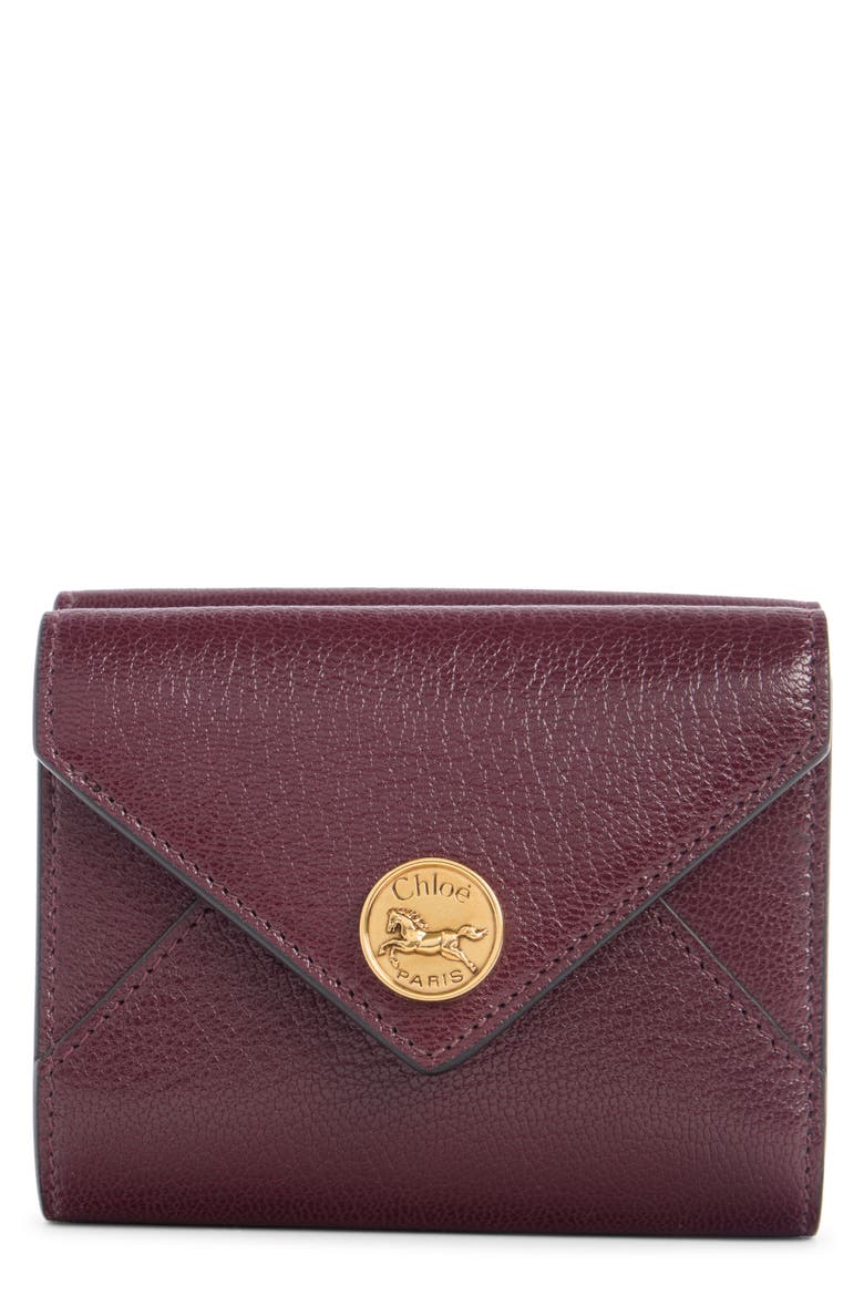 Leather Envelope Trifold Wallet, Main, color, GRENAT