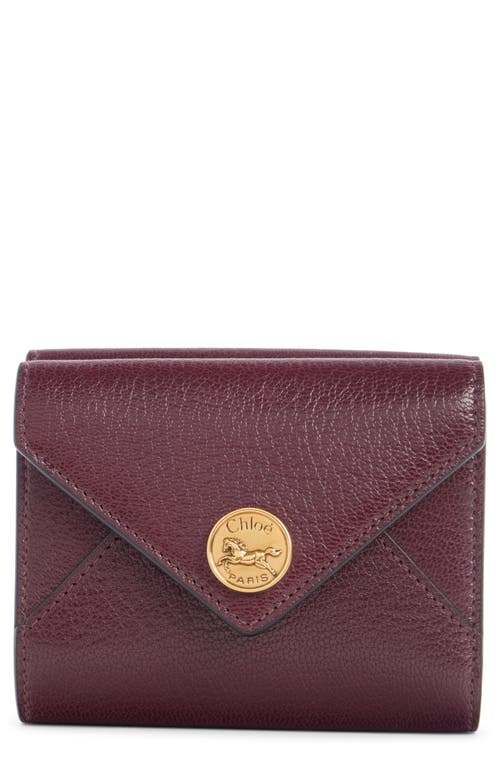 Chloé Leather Envelope Trifold Wallet In Burgundy