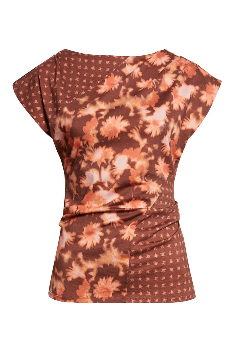Desert Floral Patchwork Cap Sleeve Cotton Top, Alternate, color, RUST MULTI