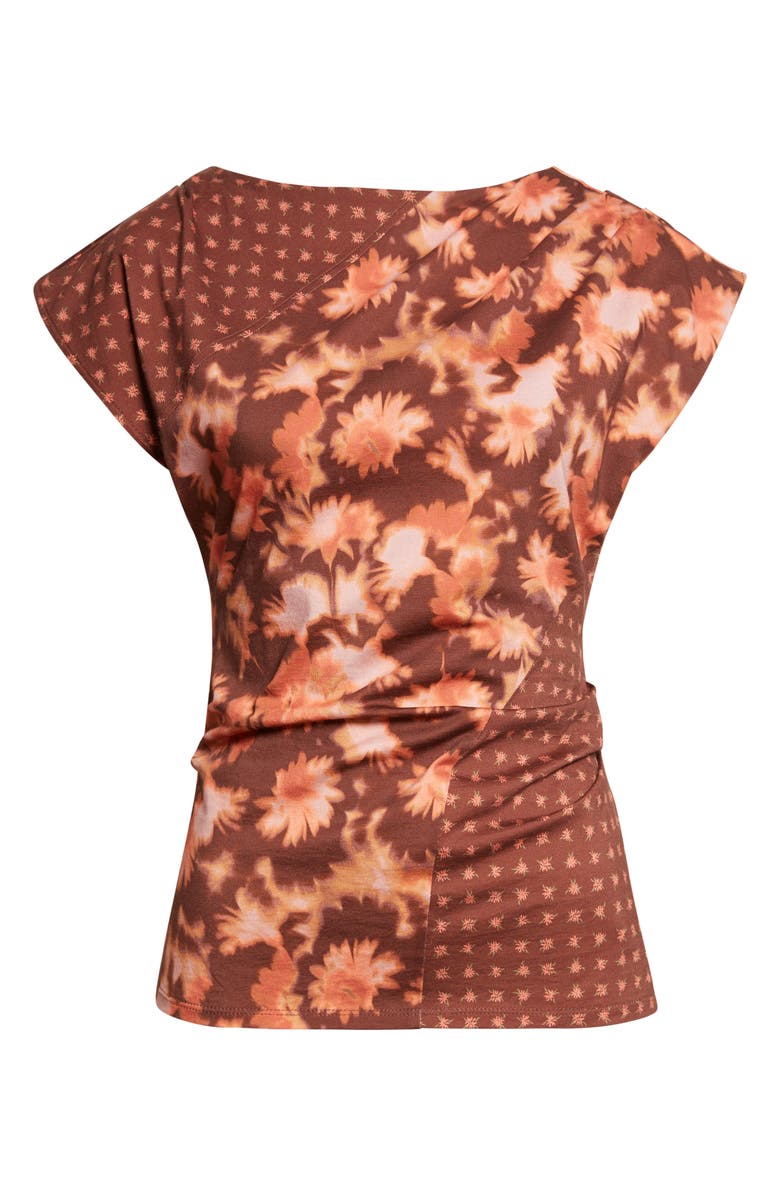 3.1 Phillip Lim Desert Floral Patchwork Cap Sleeve Cotton Top, Alternate, color, Rust Multi