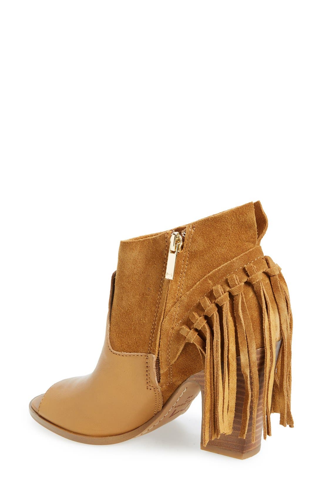 'Onita' Fringe Peep Toe Bootie, Alternate, color, COGNAC SUEDE