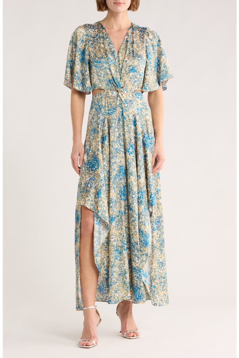 Reniliche Cutout Maxi Dress, Main, color, IMPRIME ABSTRAIT BLEU