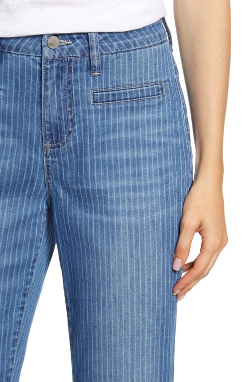 Wash Lab Denim Pinstripe Flare Leg Jeans In Blue