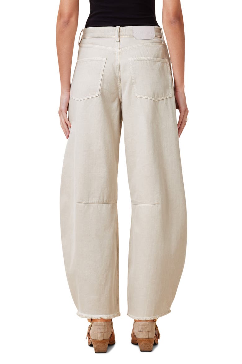 Jett Frayed Hem Loose Barrel Jeans, Alternate, color, CREAM WHITE