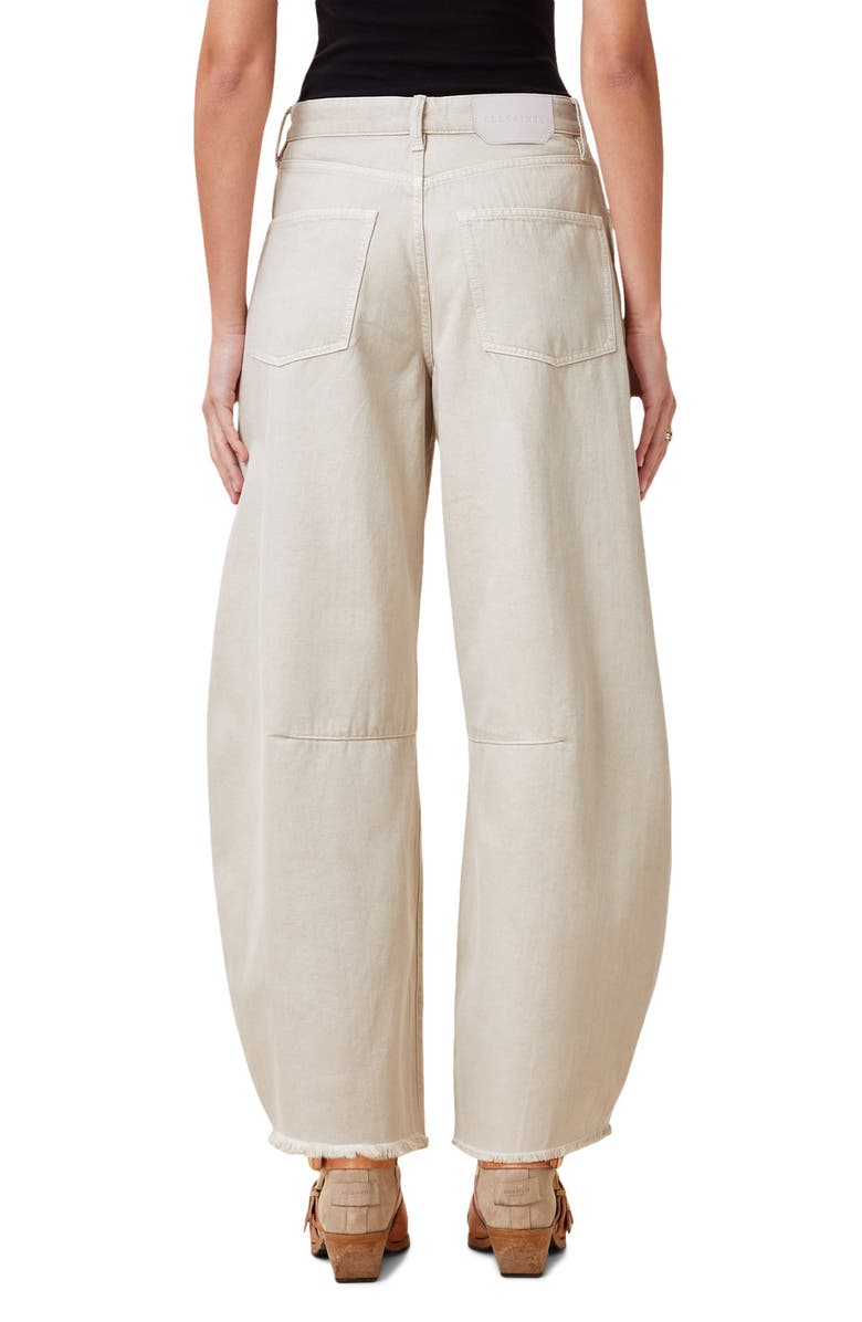 AllSaints Jett Frayed Hem Loose Barrel Jeans, Alternate, color, Cream White