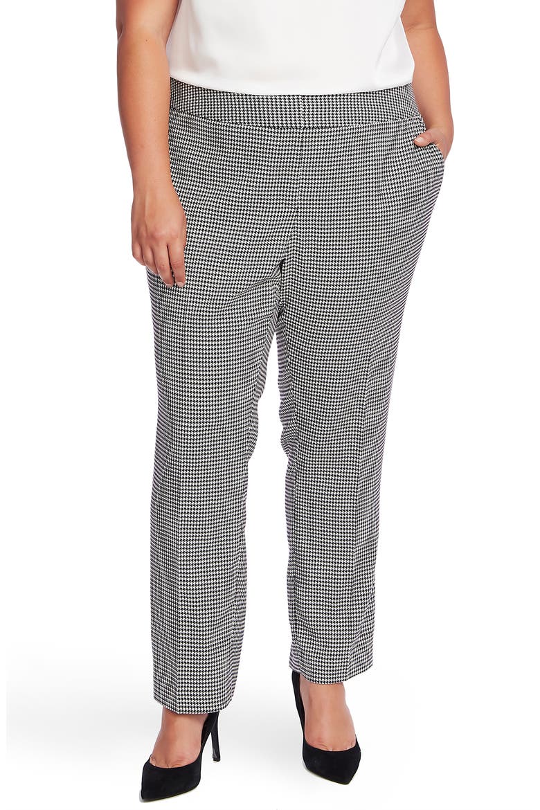 Houndstooth Ankle Pants, Alternate, color, RICH BLACK