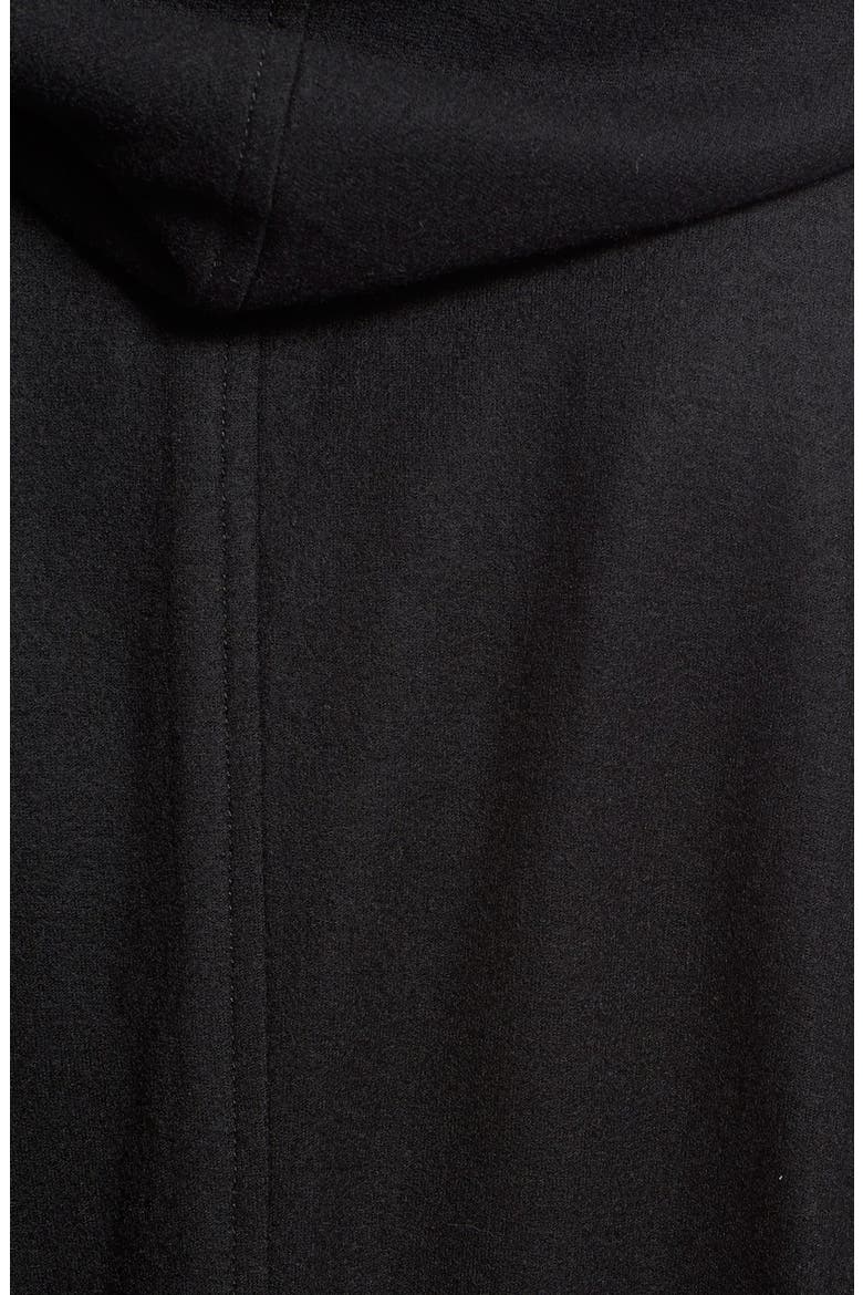 Yohji Yamamoto Asymmetrical Hooded Wool Coat, Alternate, color, BLACK