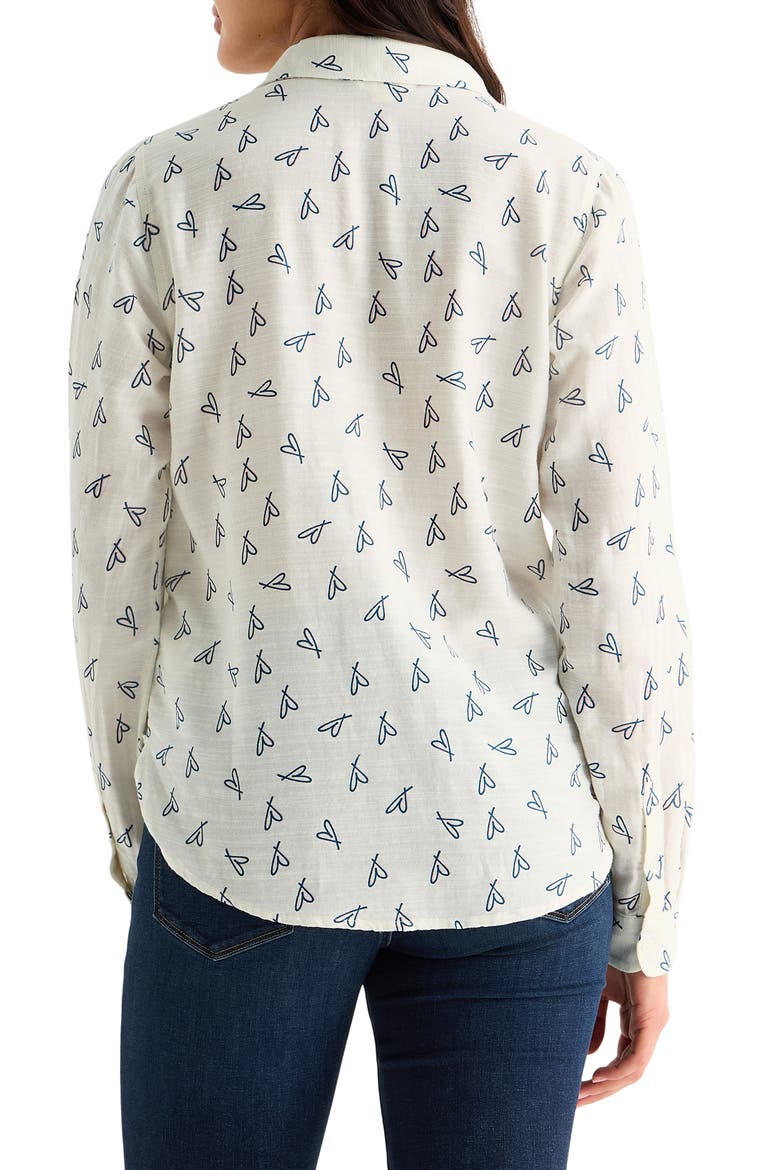 Heart Print Button-Up Shirt, Alternate, color, IVORY/BLUE