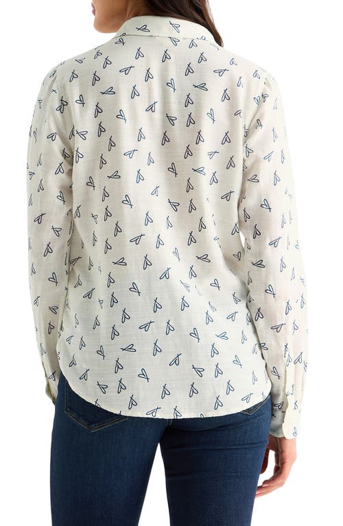 Lucky Brand Heart Print Button-up Shirt In Multi