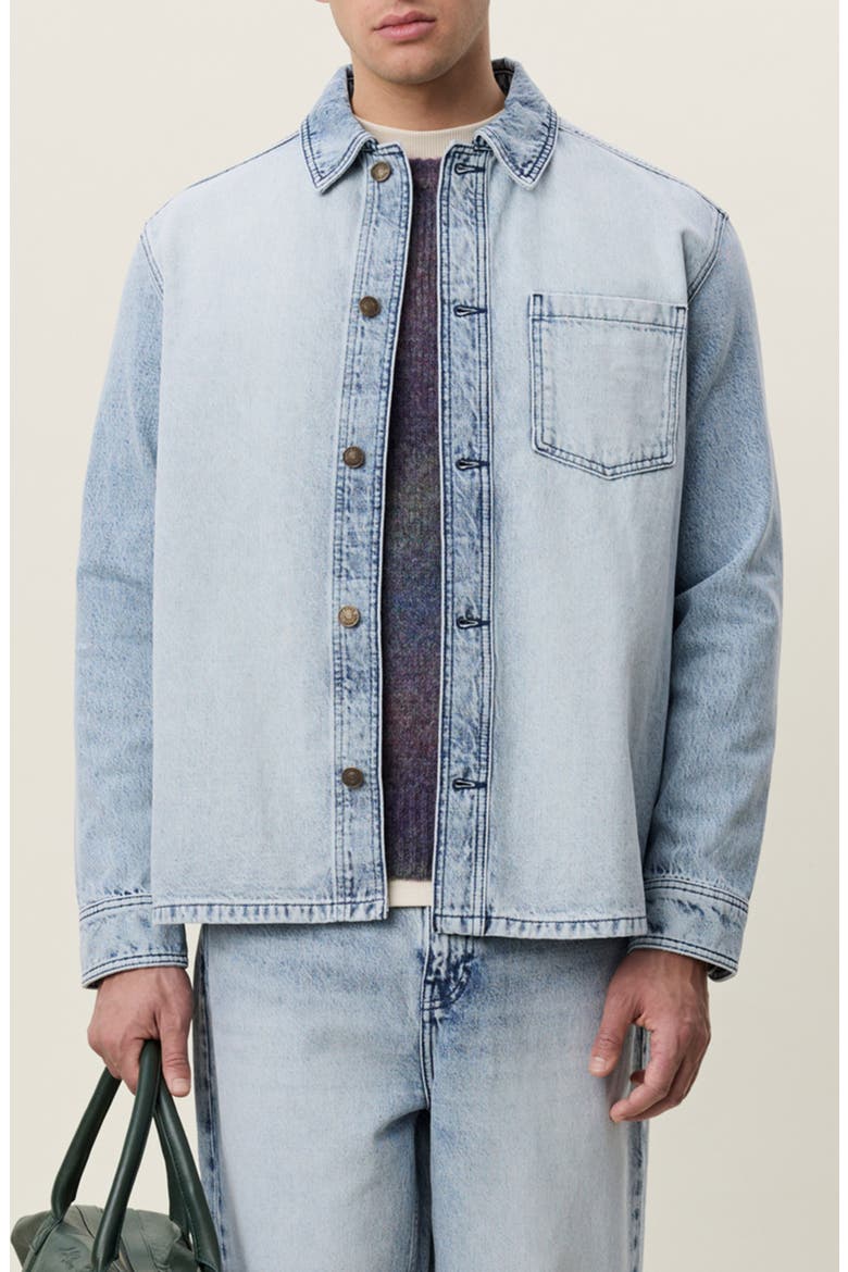 Bleached Denim Overshirt, Main, color, LIGHT ICE BLUE WASH