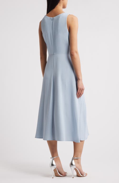 Connected Apparel Sleeveless Pleated Waist A-line Midi Dress In Powder Blue