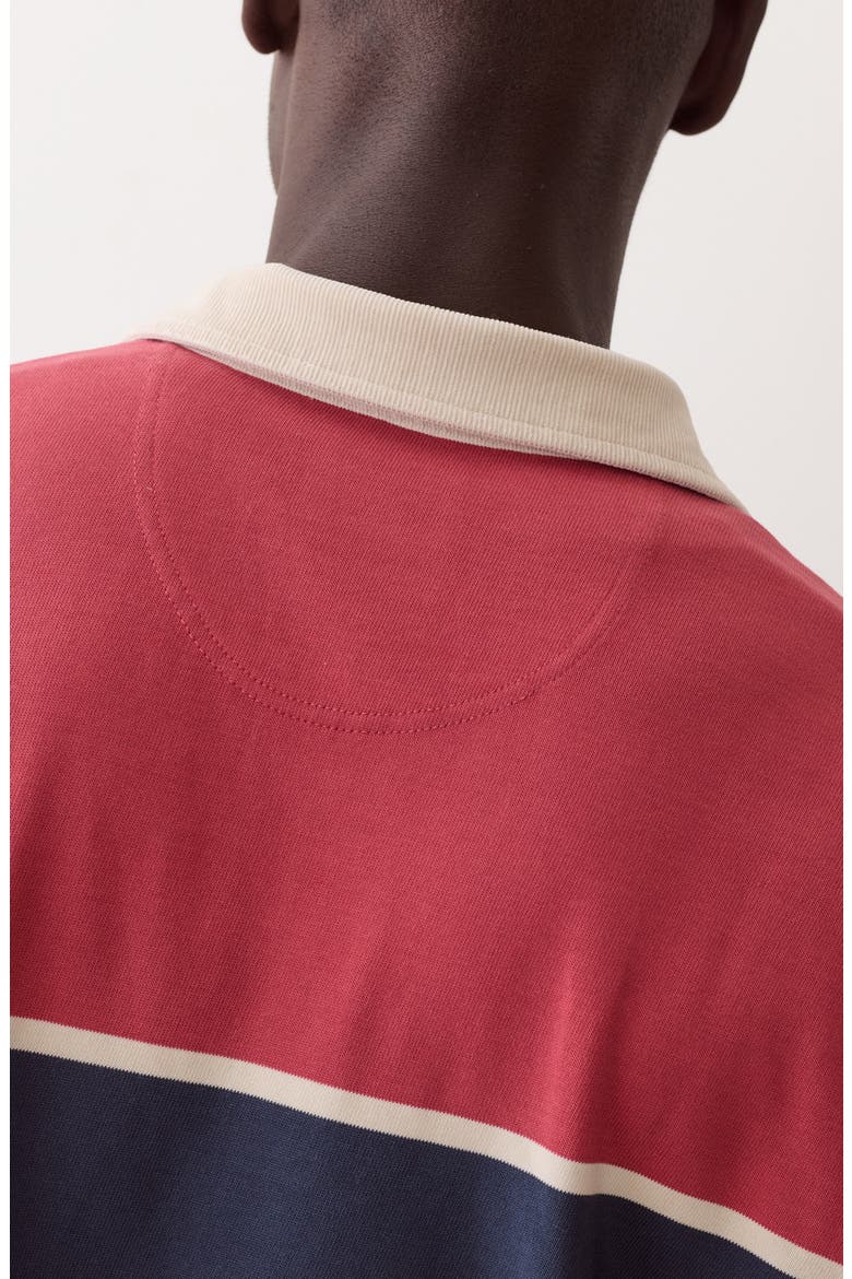 Sueded Long Sleeve Rugby Shirt, Alternate, color, GARNET ROSE