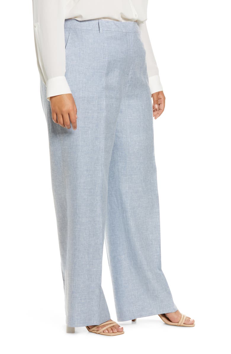 Lafayette 148 New York Gates Wide Leg Pants, Alternate, color, Pale Blue Melange