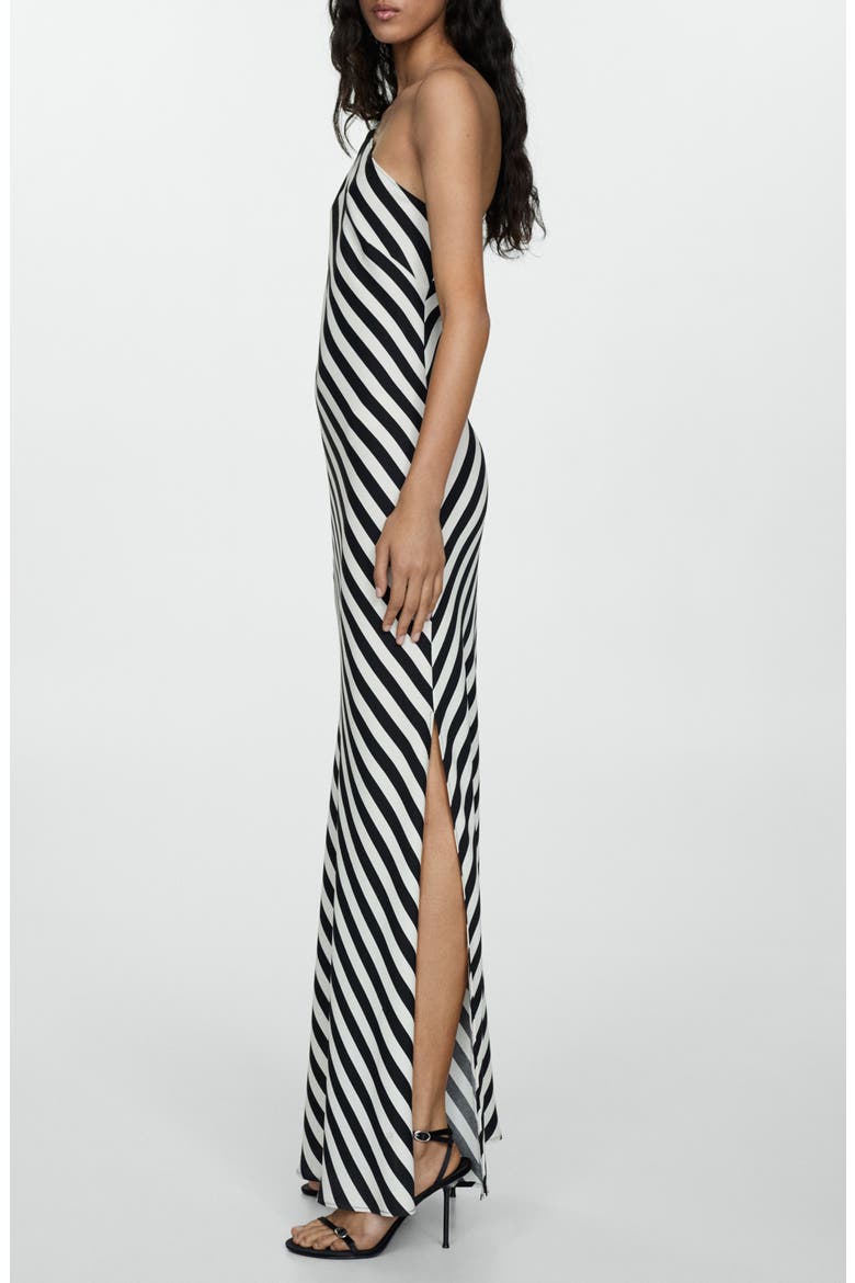 Stripe One-Shoulder Maxi Dress, Alternate, color, WHITE