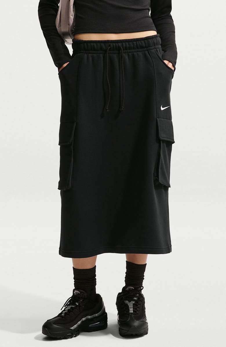 Nike Sporstwear Phoenix Fleece Cargo Skirt, Main, color, Black/ Sail