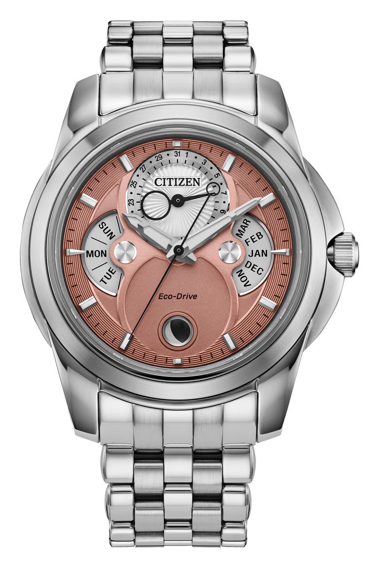 Calendrier Bracelet Watch, 41.8mm, Main, color, SILVER-TONE