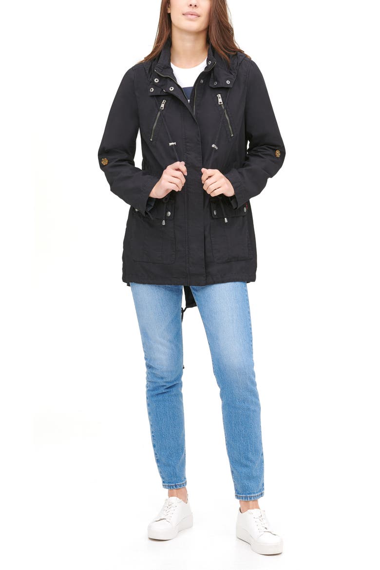 Levi's® Parachute Hooded Cotton Utility Jacket, Alternate, color, BLACK