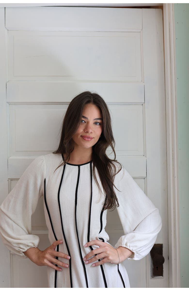 By Tess Collection Maven Dress, Alternate, color, White / Black Stripes