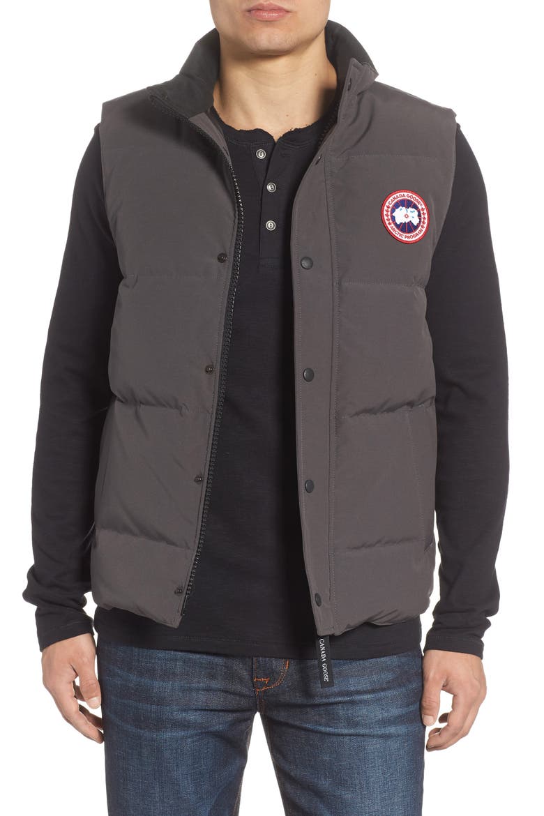 Garson Slim Fit Quilted Down Vest, Main, color, GRAPHITE