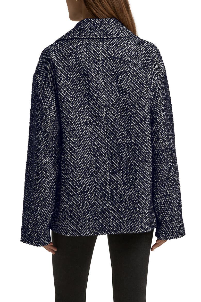 Favorite Double Breasted Peacoat, Alternate, color, NAVY HERRINGBONE