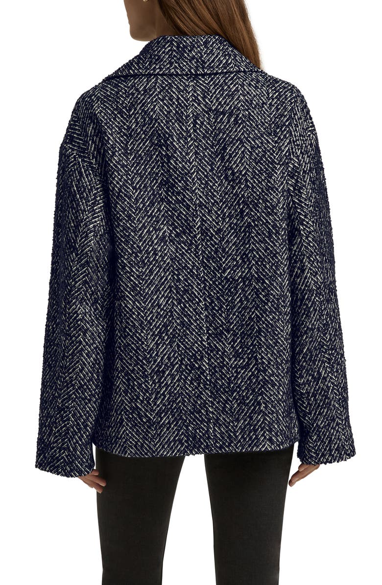 Favorite Daughter Favorite Double Breasted Peacoat, Alternate, color, Navy Herringbone