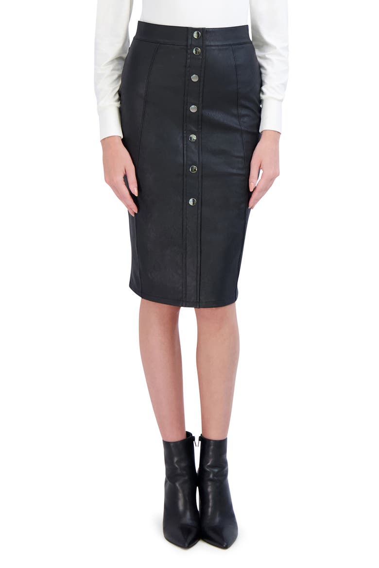 Faux Leather Pencil Skirt, Main, color, BLACK