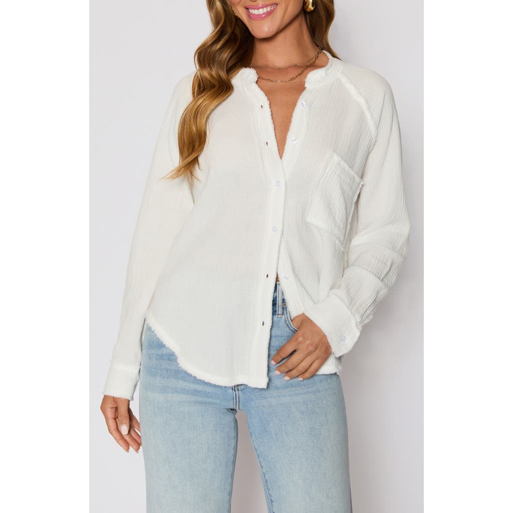 Vici Collection Chill Cotton Gauze Button-up Shirt In White