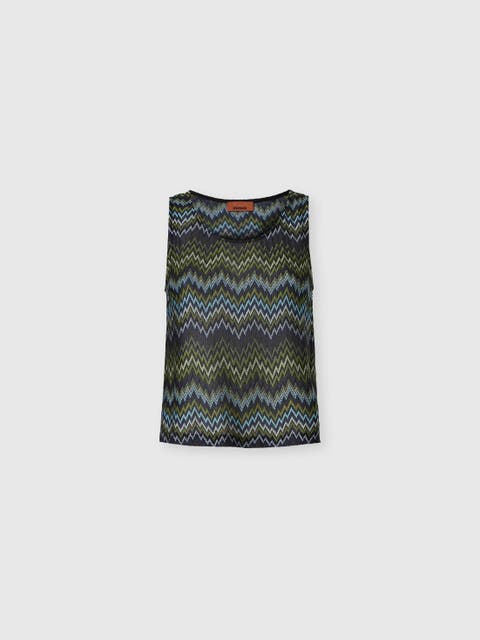 Sleeveless Viscose Top With Snake Motif