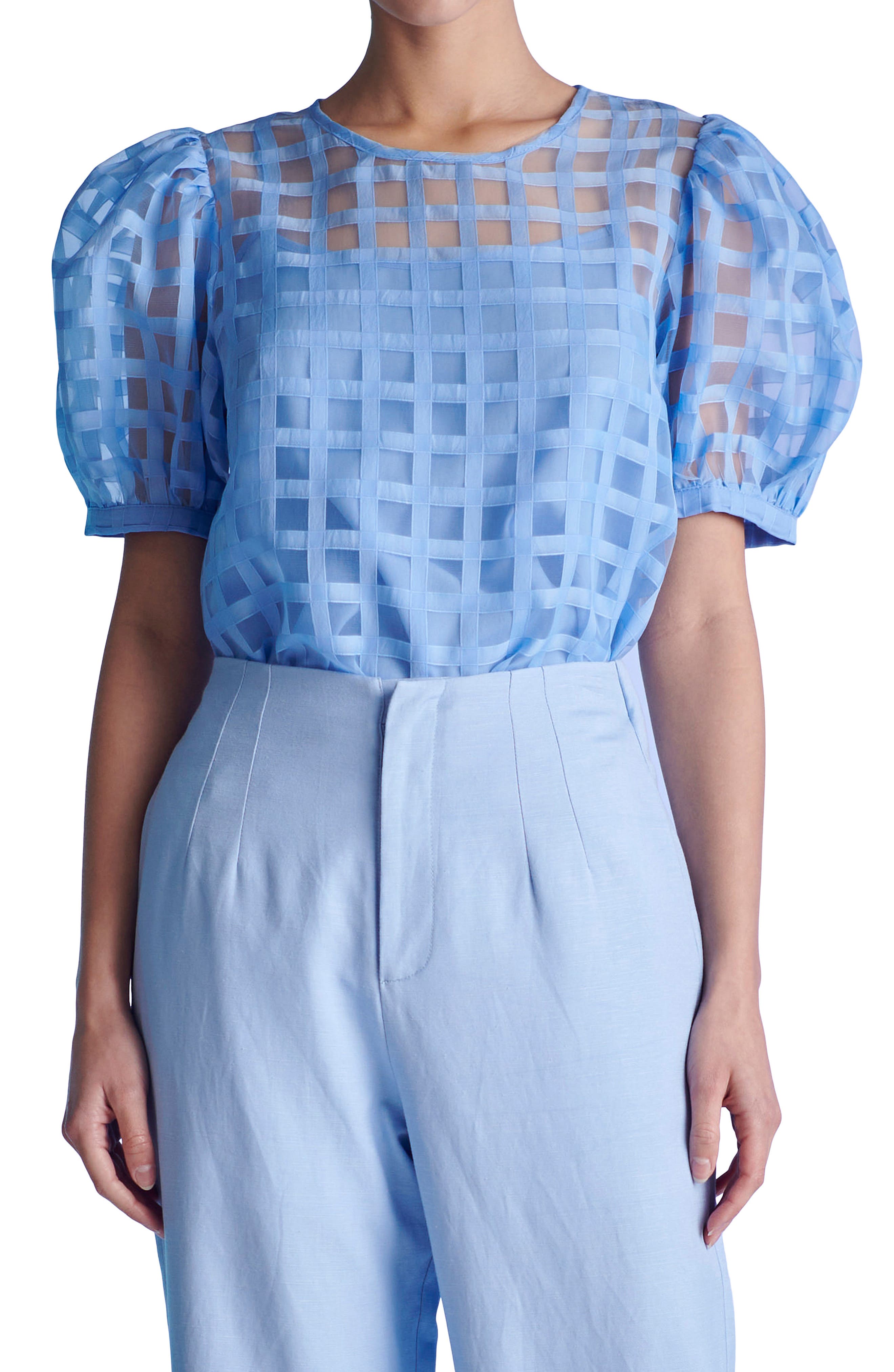 English Factory Windowpane Sheer Top