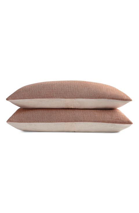 Set of 2 Crinkled Cotton & Linen Pillow Shams