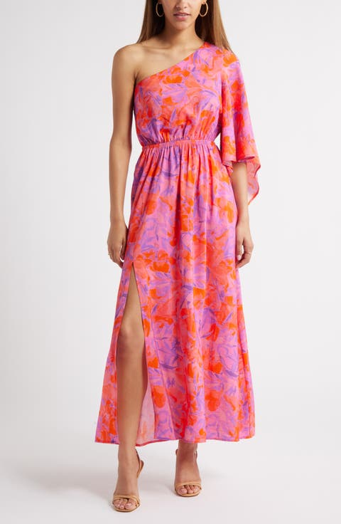 Floral One-Shoulder Maxi Dress