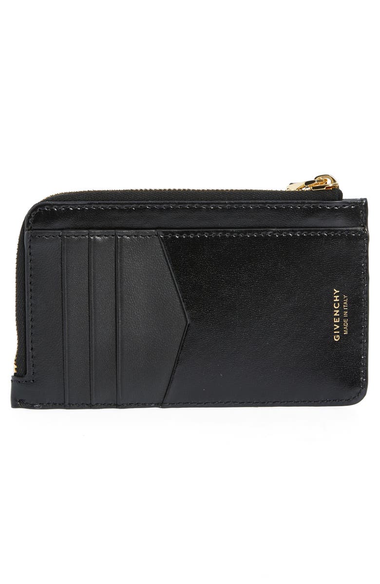 Givenchy G Cut Zip Coated Canvas & Leather Card Case, Alternate, color,