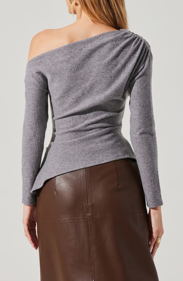 ASTR the Label One-Shoulder Tie Hem Knit Top, Alternate, color, Hthr Grey