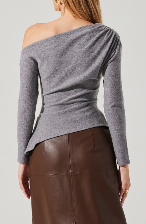 Astr The Label One-shoulder Tie Hem Knit Top In Gray