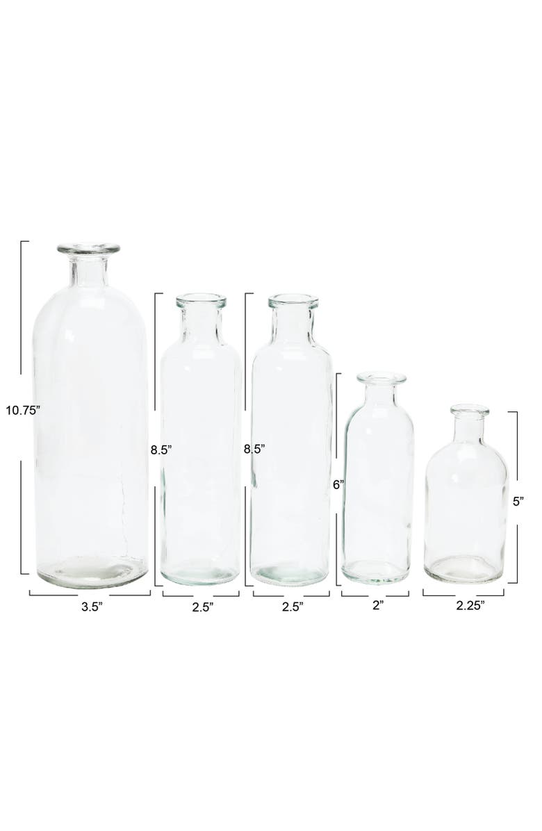 Storied Home Black Wood Tray with Glass Bottle Vases, Set of 5 Sizes, Alternate, color, Black