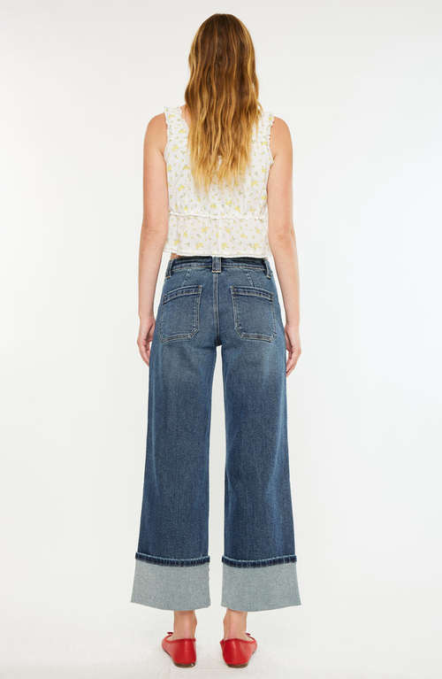 Kancan Beck Mid Rise Wide Jeans In Blue