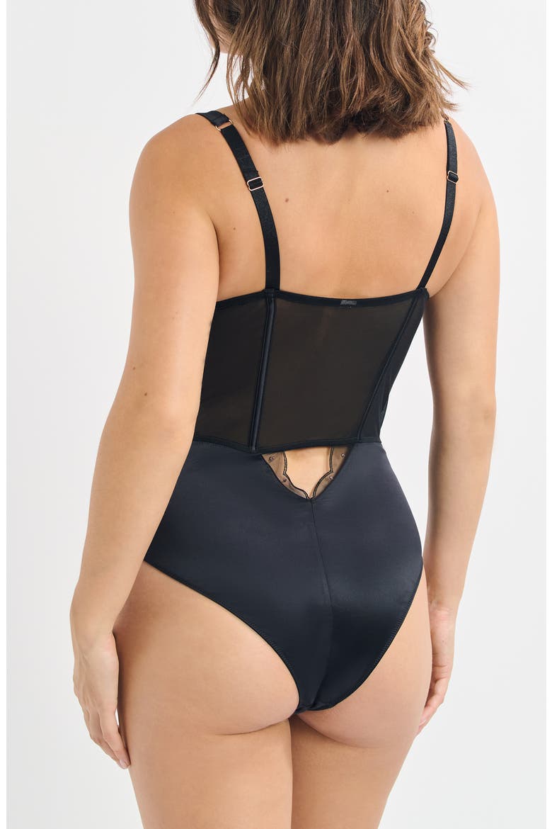 Divine Embellished Underwire Bodysuit, Alternate, color, BLACK