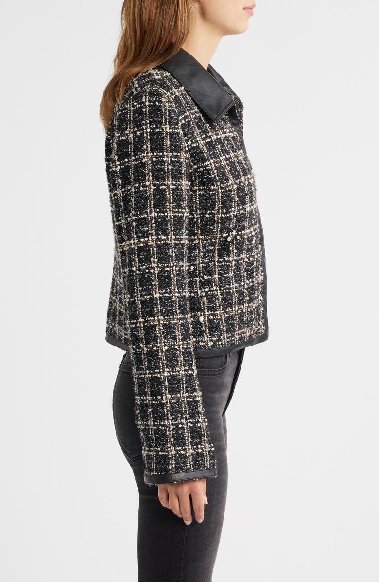 rag & bone Eloise Faux Leather Trim Tweed Jacket, Alternate, color, Black Plaid