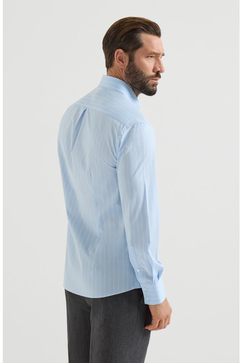 Striped poplin shirt, Alternate, color, Azure