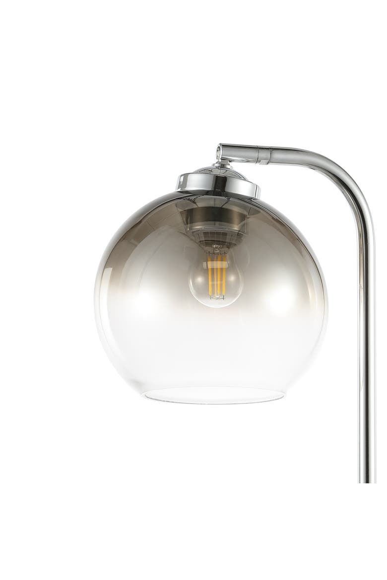 Ada 20" Industrial Contemporary Iron/Glass LED Task Lamp with USB Charging Port, Chrome/Smoke Gray, Alternate, color, Chrome