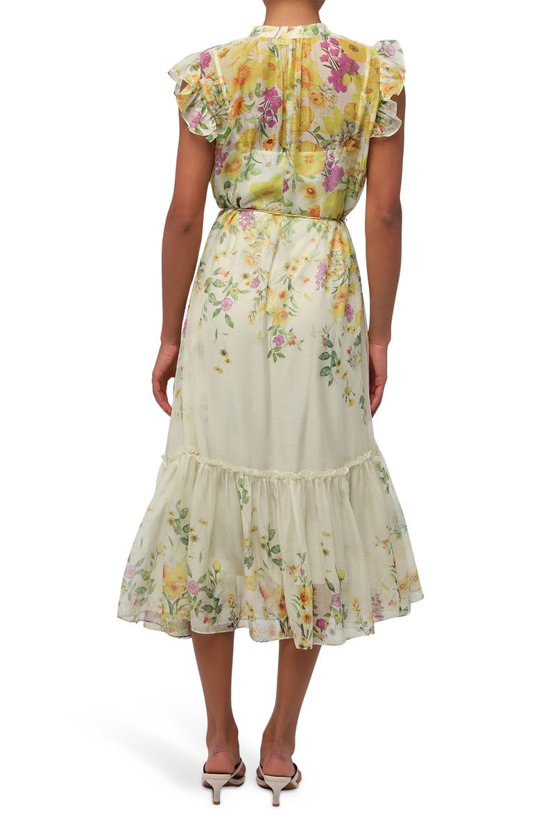 Lulus Monica Ruffle Midi Dress, Alternate, color, Yellow Floral