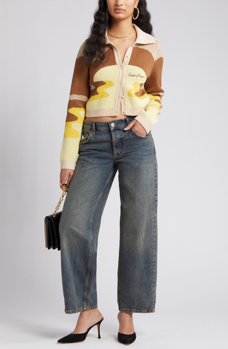 House of Sunny The Dunes Tripper Jacquard Crop Cardigan, Main, color, Multi