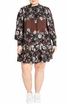 City Chic Cassia Long Sleeve Shift Dress