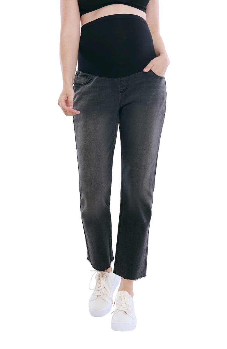 MOTHERHOOD MATERNITY Secret Fit Over the Belly Slim Straight Leg Jeans, Alternate, color, Black