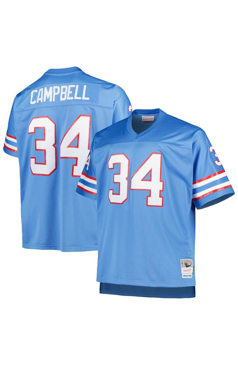 Mitchell & Ness Men's Mitchell & Ness Earl Campbell Light Blue Houston Oilers Big & Tall 1980 Retired Player Replica Jersey, Main, color,