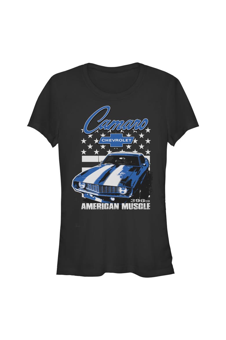 Junior's Camaro American Muscle Short Sleeve Graphic T-Shirt, Main, color, Black